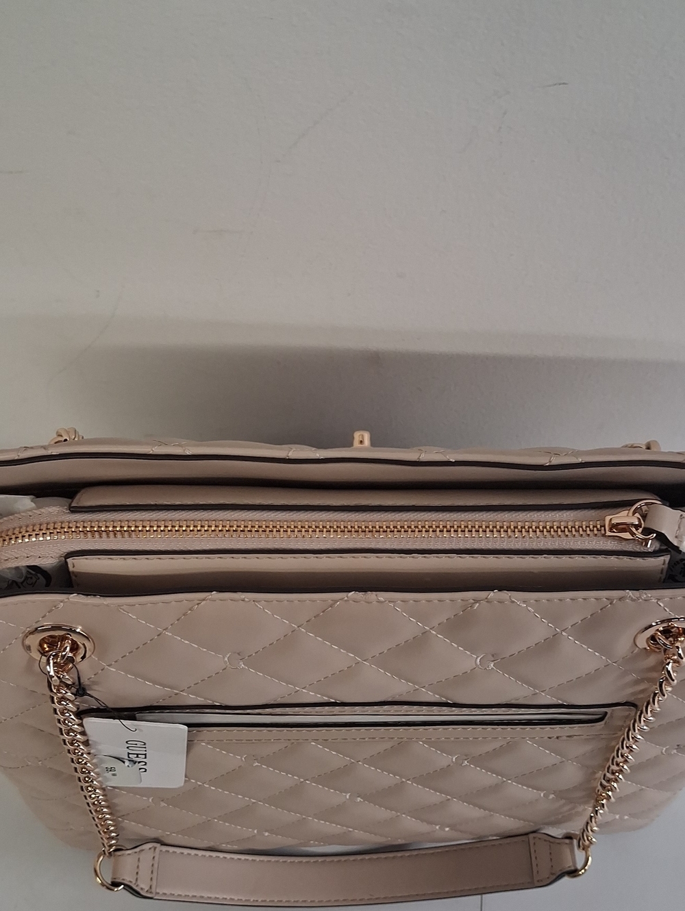 NWT Womens GUESS Ramona Bag, Color- Latte With Gold Hardware - Picture 4 of 6